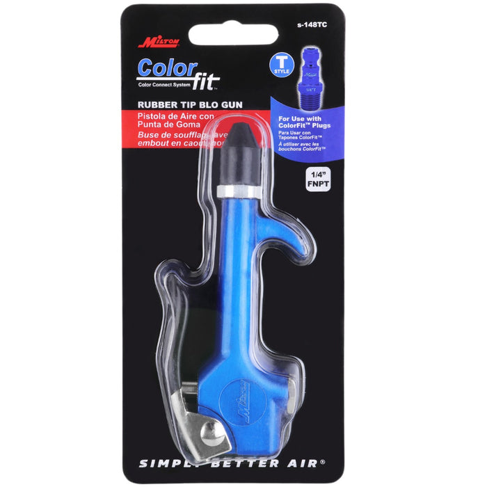 COLORFIT® S-148TC 1/4” NPT Lever Blow Gun Tool - Rubber Tip Nozzle, Blue