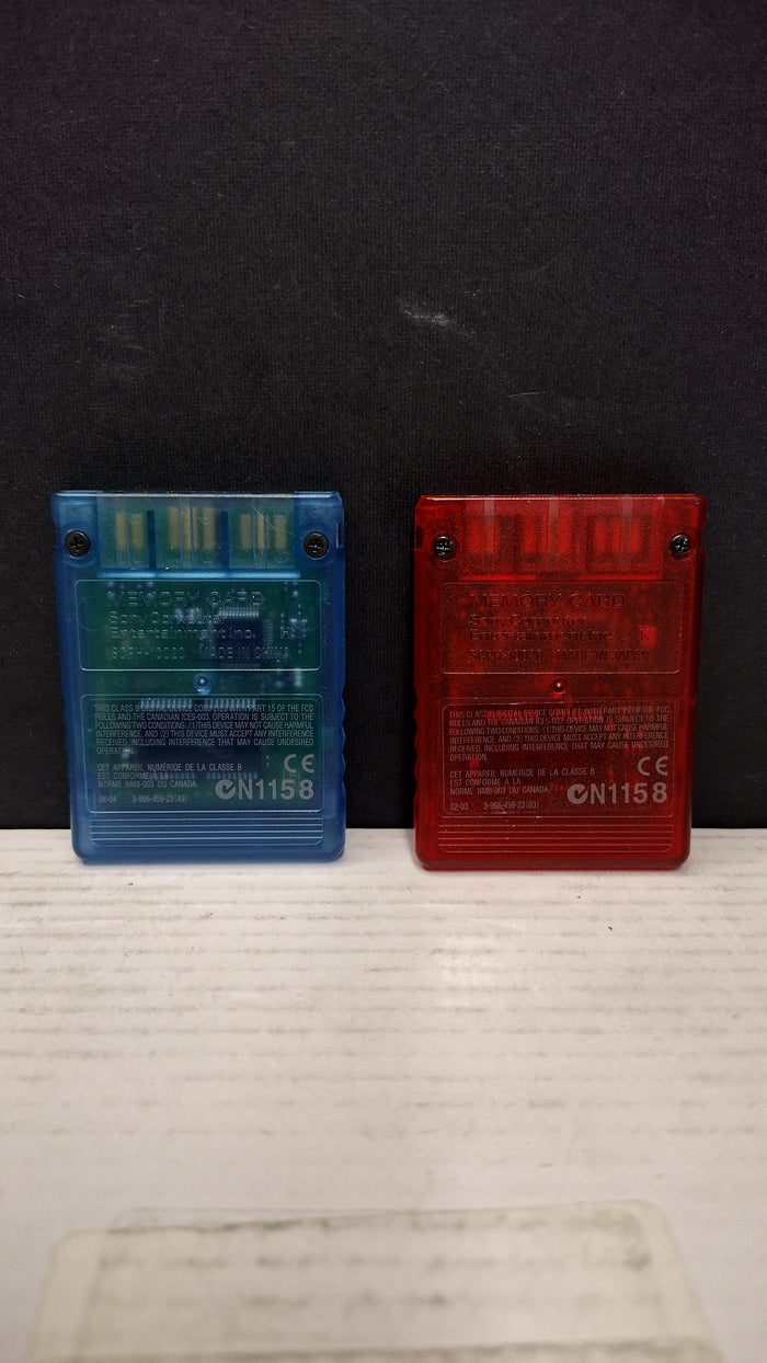 Official Sony PlayStation 2 8MB Memory Card Set - Crimson Red & Island Blue (SCPH-10020 - Tested & Working)