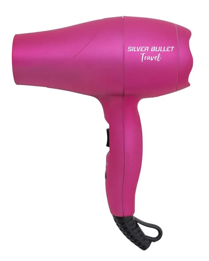 The mini hair dryer features a powerful 1200 watt airflow and two heat/speed settings