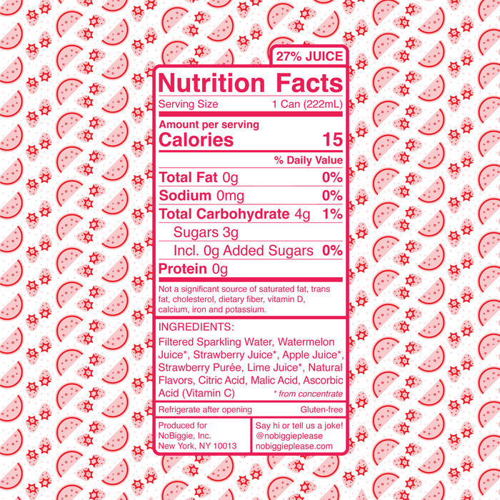 Nutrition facts label with watermelon pattern